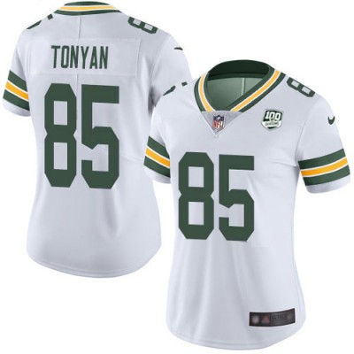 Nike Green Bay Packers #85 Robert Tonyan White Women's 100th Season Stitched NFL Vapor Untouchable Limited Jersey